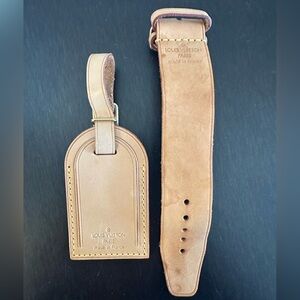 Louis Vuitton Vachetta Leather Luggage Tag and Poignet - Authentic